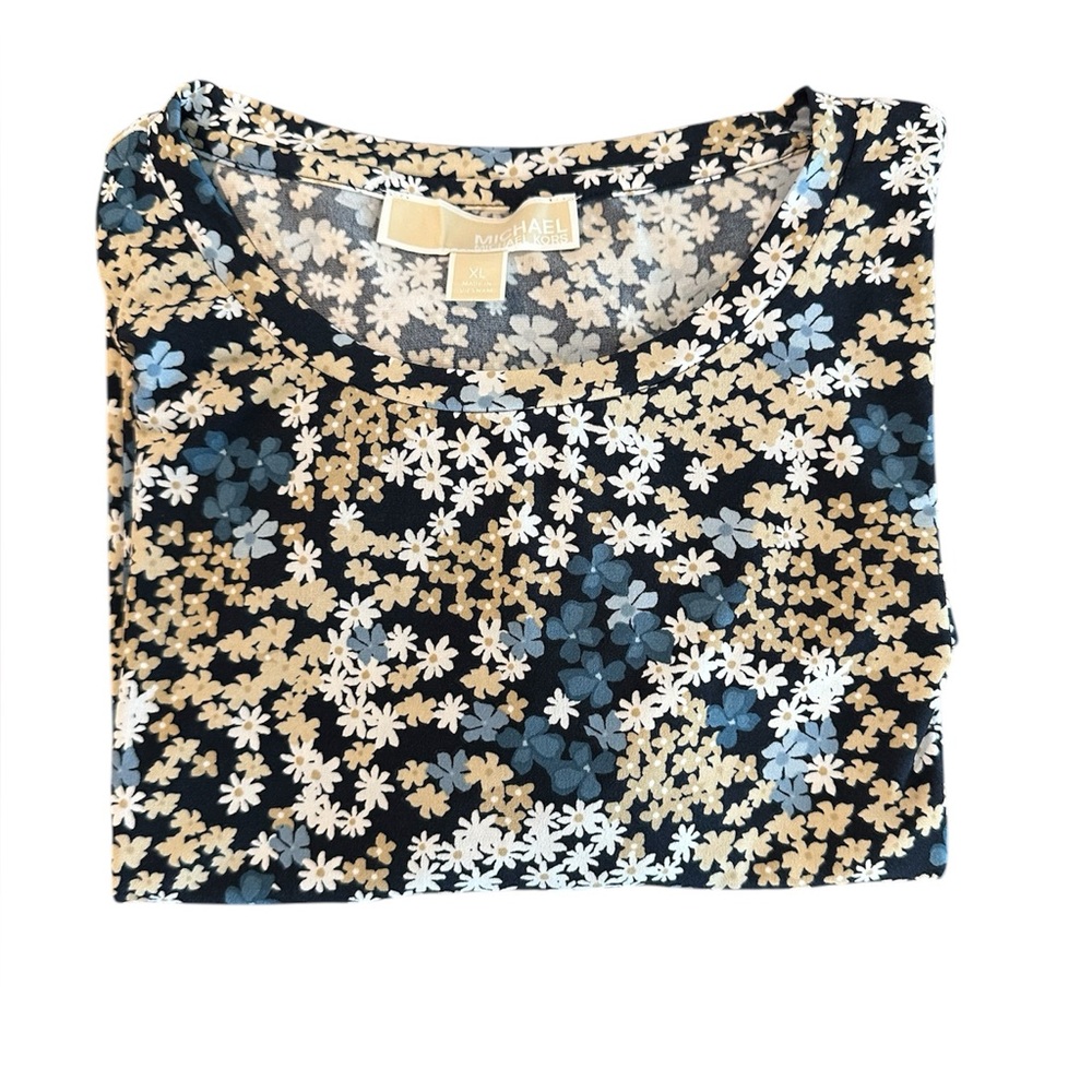 Michael Michael Kors Women's Floral Top - Navy Blue, Blue, Cream